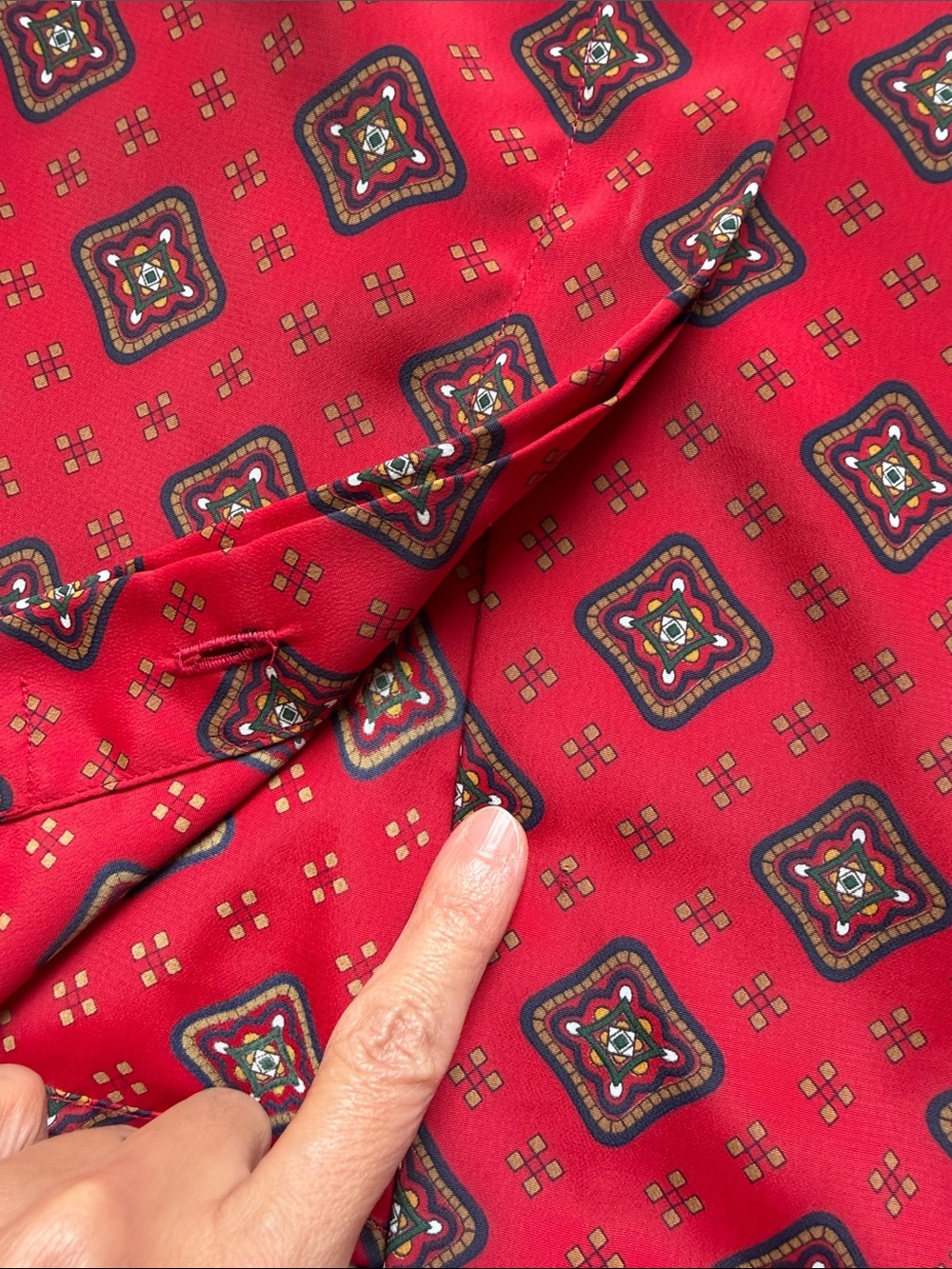 Leslie Fay Vintage Red Geometric Lightweight Shirt Jacket - Picture 8 of 11